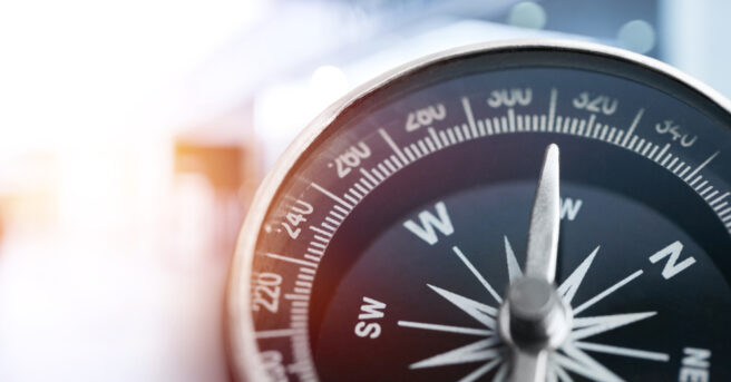 compass pointing northwest